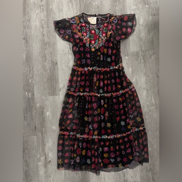 Johnny Was Black Floral Bohemian Dress Size Small - Picture 7 of 10